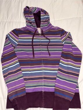 OP Plum Pullover Hoodie with Rainbow Trim